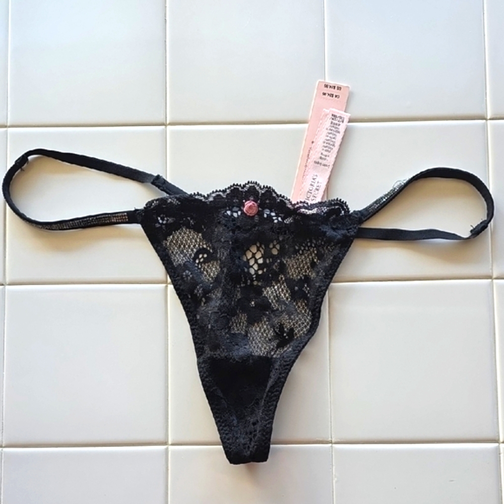 Victoria's Secret Black Lace Thong